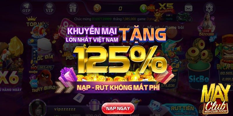 Thưởng nạp lần đầu hội viên mới giá trị 125%