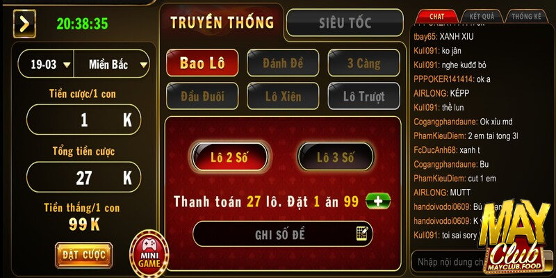 Quy tắc chơi Lô đề online Mayclub cơ bản
