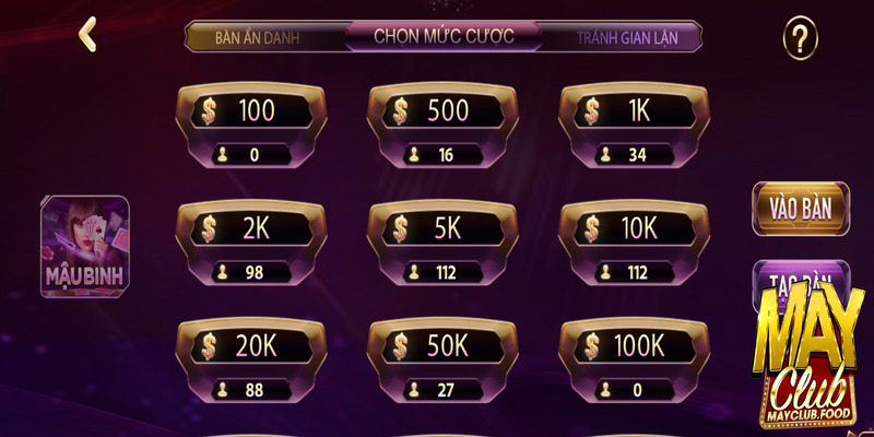 Mậu binh Mayclub hiện nay đang là trò chơi đánh bài có lượng người chơi đông đảo